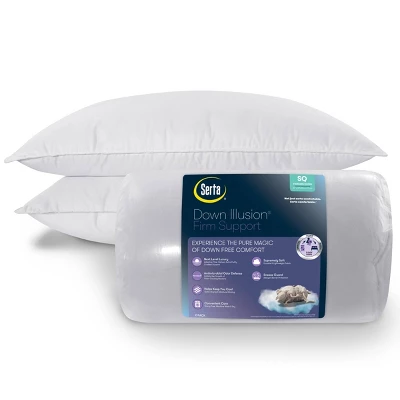 2pk Down Illusion Firm Bed Pillow - Serta 4 2pk Down Illusion Firm Bed Pillow - Serta - Image 2