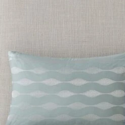 Gulches Oblong Decorative Pillow - Blue 12x20", Maya Bay Coordinating, Wavy Embroidery, 100% Cotton 200TC, Oeko-Tex Certified -Comforters Store GUEST 151ea424 60db 46d6 b205 07597b038034