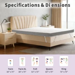 Dyonery 3 Inch Extra Firm Mattress Topper, High-Density Foam Bed Pad With Removable Cover, Pain Relief, CertiPUR-US Certified, -Comforters Store GUEST 1bb4389c 1a49 498f 8a06 7203141cbfdd