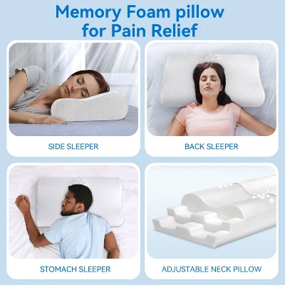 Zibroges Neck Pillow, 3-layer Memory Foam Neck Pillow For Neck Pain, Cool And Breathable, Adjustable Sandwich Pillow 4 Zibroges Neck Pillow, 3-layer Memory Foam Neck Pillow For Neck Pain, Cool And Breathable, Adjustable Sandwich Pillow - Image 2