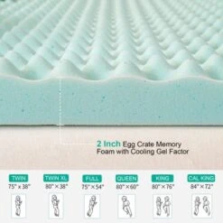 Dyonery Memory Foam Mattress Topper| Egg Crate Gel Infused Cooling Pad For Breathable Comfort And Back Pain Relief -Comforters Store GUEST 1eb54fe8 b564 4a3c b58c 75d992b3a382