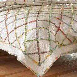 White Fringe Sham (Standard) - Laura Ashley: Cotton Diamond Pattern, Machine Washable, No Fill Pillow Cover -Comforters Store GUEST 1fbd0172 d926 46e3 99f9 ae28f1f95662