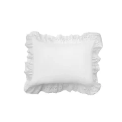 2pk Standard Eyelet Ruffled Sham White - Fresh Ideas: Poplin Texture, Machine Washable, No Fill, Envelope Closure -Comforters Store GUEST 20c4334b 8dc4 4b79 a3f3 edac5d5709a3