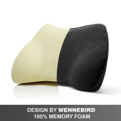 WENNEBIRD Model B Lumbar Memory Foam Support Pillow To Improve Posture With Raised Side Butterfly Design, Constance Fabric, And Removable Cover, Black -Comforters Store GUEST 2355e33f 4fdc 4de7 822d 5cc84378b497