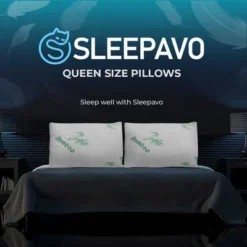 Sleepavo Memory Foam Pillows Queen Size Set Of 2 - Cooling Bed Pillows For Sleeping - Back, Stomach, Side Sleeper Soft, Comfy Cool Shredded - 2 Pack -Comforters Store GUEST 32bf32cf 0538 433e 93b4 ff1fc5a2bd30
