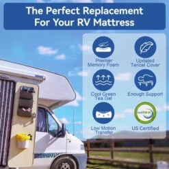 Dyonery 10 Inch RV Mattress,Gel Green Tea Memory Foam Mattress For RVs,Campers & Trailers,Bed In A Box,Pressure Relief,Medium Firm,Back Supportive
