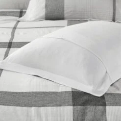 King/California King Austin Cotton Jacquard Plaid Duvet Cover Set White/Black -Comforters Store GUEST 390ead81 4c3d 466f aeb9 7529a8c60677