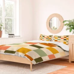 Deny Designs Lane And Lucia Vintage Checkerboard Pattern Duvet Cover Set Cream