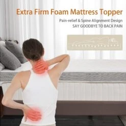 Dyonery 3 Inch Extra Firm Mattress Topper, High-Density Foam Bed Pad With Removable Cover, Pain Relief, CertiPUR-US Certified,