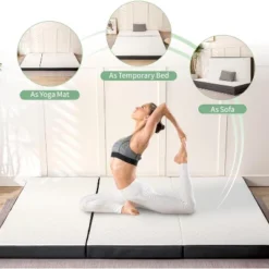 Dyonery 3" Single Tri Fold Memory Foam Mattress Foldable Bed Mattress With Washable Cover Portable Mattress Topper For Yoga/Camping/RV/Guest Beds -Comforters Store GUEST 44baef1c 650a 4f45 8aa2 75b16c1b4142