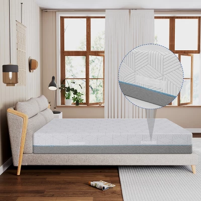 Dyonery 12 " Full Size Extra Firm Mattresses King Mattress With Ice Silk Cover, Cool Green Tea/Gel Memory Foam Mattress In Box, 75 " X 54 " 9 Dyonery 12 " Full Size Extra Firm Mattresses King Mattress With Ice Silk Cover, Cool Green Tea/Gel Memory Foam Mattress In Box, 75 " X 54 " - Image 7