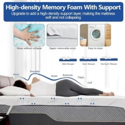 Dyonery 3-inch Sturdy Memory Foam Bed Surface, High-quality Cooling Gel + Bamboo High-density Mattress Support, Medium-firm Mattress Surface, White -Comforters Store GUEST 4f872c72 f8ad 4b9f 9727 9876838ccda1