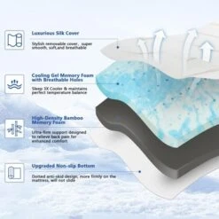 Dyonery 3 Inch Extra Firm Memory Foam Mattress Topper Twin Size Bed Topper With Silk Cover, Premium Cooling Gel -Comforters Store GUEST 58c130c8 f320 42f1 89a6 5a656b9face1