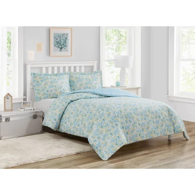 Happy Floral Microfiber Comforter Set Blue - Poppy & Fritz 4 Happy Floral Microfiber Comforter Set Blue - Poppy & Fritz - Image 2