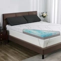 Dyonery Mattress Topper With Ice Silk Cover Queen 4 Inch Certified Firm/Extra Firm