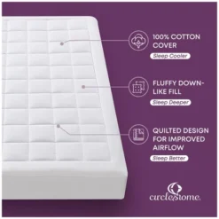 CIRCLESHOME Ultra-Plush Down Alternative Cotton Top Mattress Pad For Comfort & Protection