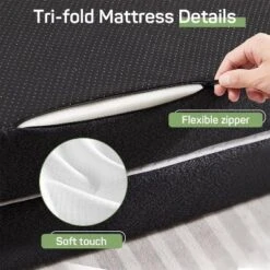 Dyonery 3" Single Tri Fold Memory Foam Mattress Foldable Bed Mattress With Washable Cover Portable Mattress Topper For Yoga/Camping/RV/Guest Beds -Comforters Store GUEST 62cc82cf fbdd 4620 b369 34d33382150e