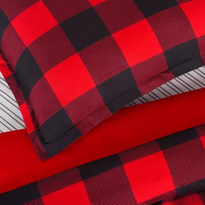 Alex Buffalo Check Plaid Antimicrobial Bedding Set - Serta 4 Alex Buffalo Check Plaid Antimicrobial Bedding Set - Serta - Image 2
