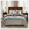 Sharon 7pc Polyester Jacquard Comforter Bedding Set With Bedskirt