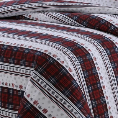 Comfy Stripe Cotton Flannel Printed Oversized Duvet Set - Tribeca Living 3 Comfy Stripe Cotton Flannel Printed Oversized Duvet Set - Tribeca Living