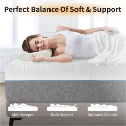 Dyonery 12" Full Size Gel Memory Foam Mattresses In A Box , Firm Foam Bed-Mattress, CertiPUR-US Certified, For Cool Sleep, Back Pain Relief, White -Comforters Store GUEST 7877e8ed 52a2 4d61 9054 ac31a28ac450