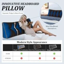 MaseiKar Headboard Wedge Pillow Bed Wedge Pillow For Headboard Bolster For Bed Back Pillows For Sitting In Bed With Removable Velvet Cover,153x50x24cm -Comforters Store GUEST 79009580 440c 41e5 adf9 092247b8ea40