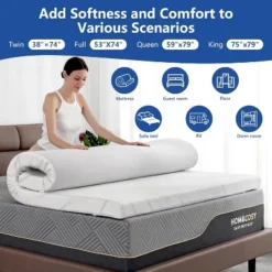 Dyonery 3" Twin Size Extra Firm Mattress Topper With Ice Silk Cover, Premium Cooling Gel+Bamboo High Density Memory Foam, For Pain Relief, 75" X 38" -Comforters Store GUEST 7b9edf75 ada4 4095 91b4 5ea11c8db7ad
