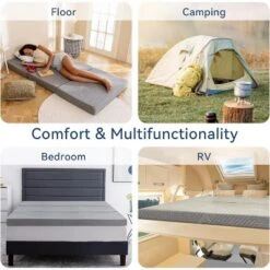 Dyonery 3 Inch Twin Size Folding Memory Foam Mattress, Fordable With Removable Cover Trifold Topper, For Guest, Dorm, Camping&Indoors, Gray -Comforters Store GUEST 7c5ffcd8 ffd4 46b6 937c d8c9834ff2f1