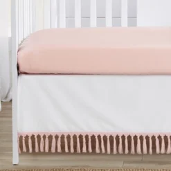 Sweet Jojo Designs Girl Baby Crib Bed Skirt Boho Fringe Collection Solid White And Pink -Comforters Store GUEST 7e94f68d d3e3 4aa0 acc2 b009935bd530
