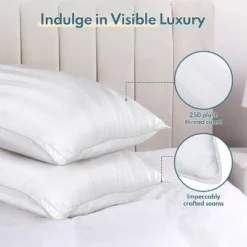 FAPO Set Of 2 Bed Pillows, Queen Size, Soft Stripe Microfibre Pillow -Comforters Store GUEST 7fcc0a18 15b5 42c5 97f4 6a2a1f83ca82