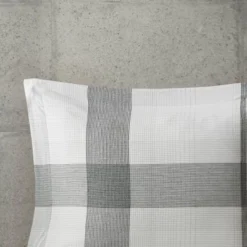 King/California King Austin Cotton Jacquard Plaid Duvet Cover Set White/Black -Comforters Store GUEST 81e71ffc 8a88 4837 8df8 e38e4197b550