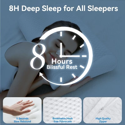 Zibroges Neck Pillow, 3-layer Memory Foam Neck Pillow For Neck Pain, Cool And Breathable, Adjustable Sandwich Pillow 8 Zibroges Neck Pillow, 3-layer Memory Foam Neck Pillow For Neck Pain, Cool And Breathable, Adjustable Sandwich Pillow - Image 6