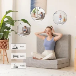 Dyonery 3 Inch Twin Size Folding Memory Foam Mattress, Fordable With Removable Cover Trifold Topper, For Guest, Dorm, Camping&Indoors, Gray -Comforters Store GUEST 86246a37 acac 4efe 9eb9 f7e7905dcdee