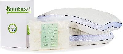 BAMBOOzzz Bed Pillow 2 Pack - Soft Adjustable Cross Cut Shredded Memory Foam For All Sleeping Types-Cooling Rayon Bamboo Washable Hypoallergenic Cover 7 BAMBOOzzz Bed Pillow 2 Pack - Soft Adjustable Cross Cut Shredded Memory Foam For All Sleeping Types-Cooling Rayon Bamboo Washable Hypoallergenic Cover - Image 5
