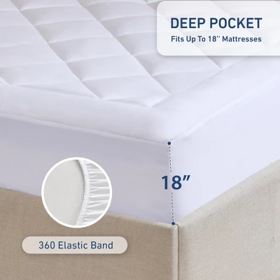 Diamond Pattern Solid Color Ultra Moisture Mattress Pad, Up To 18" Mattress Deep Pocket Waterproof Mattress Pad For All Seasons 5 Diamond Pattern Solid Color Ultra Moisture Mattress Pad, Up To 18" Mattress Deep Pocket Waterproof Mattress Pad For All Seasons - Image 3