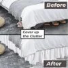 Legacy Decor Queen/King Bed Skirt Dust Ruffle With Pom-Pom Fringe 100% Brushed Microfiber With 14" Drop White Color -Comforters Store GUEST 8e7d3d15 d3f4 421d 9476 3a3633cd4ddc