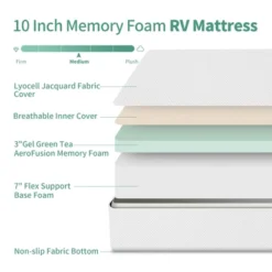 Dyonery RV Mattress 8/10 Inch Memory Foam Mattress With Tencel Cover, Premier Cooling Green Tea/Gel Medium Firm Bed Mattress In Box,White -Comforters Store GUEST 8ed1d3ad bcbd 4ced 8433 9a561365d8d2