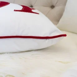 Kumasinova 14" Rectangle Embroidered Christmas Bed Pillows,Velvet Couch Pillows With Green Holiday Decor,Decorative Pillows For Bed And Sofa,White+Red -Comforters Store GUEST 8fb2219a 969f 4956 a869 7ec775326e5f