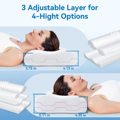 Zibroges Neck Pillow, 3-layer Memory Foam Neck Pillow For Neck Pain, Cool And Breathable, Adjustable Sandwich Pillow 5 Zibroges Neck Pillow, 3-layer Memory Foam Neck Pillow For Neck Pain, Cool And Breathable, Adjustable Sandwich Pillow - Image 3
