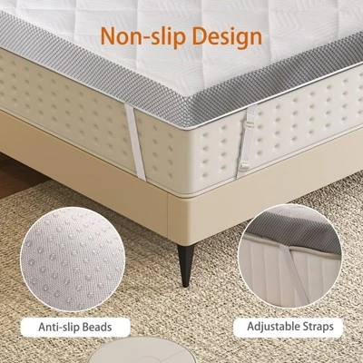 Dyonery 3 Inch Extra Firm Mattress Topper For Pain Relieving Extra Support High-Density Foam Mattress Pad With Removable Cover,No Smell,CertiPUR-US 8 Dyonery 3 Inch Extra Firm Mattress Topper For Pain Relieving Extra Support High-Density Foam Mattress Pad With Removable Cover,No Smell,CertiPUR-US - Image 6