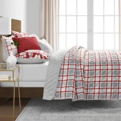 Eva Bed In A Bag Comforter Set Red/White/Gray - Lanwood Home