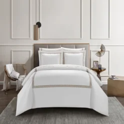 Lewiston 1500 Thread Count Cotton Blend Duvet Cover Set 3 Piece White By Chic Home