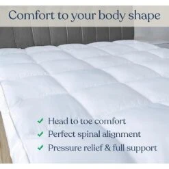 Delara Organic Extra Plush Mattress Pad, Cooling Quilted, Recycled Down Alternative, 20" Deep Pocket, Breathable & Noiseless 11 Delara Organic Extra Plush Mattress Pad, Cooling Quilted, Recycled Down Alternative, 20" Deep Pocket, Breathable & Noiseless -Comforters Store GUEST a06eb68e 1155 4e9f abe8 26010194401b