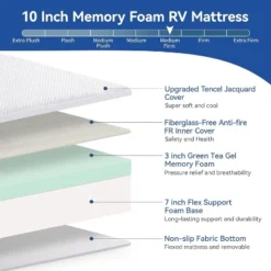 Dyonery 10 Inch RV Mattress,Gel Green Tea Memory Foam Mattress For RVs,Campers & Trailers,Bed In A Box,Pressure Relief,Medium Firm,Back Supportive -Comforters Store GUEST a1905a37 a1c0 479e bdb8 8404d9298793