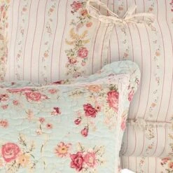 Greenland Home Antique Rose Floral Pinstripe With Dainty Scrolling Embellishments Sham Standard Blue -Comforters Store GUEST a24b3bd5 3dd4 4d7d 89f4 16b4ecf24a49