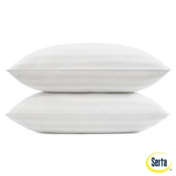 Serta Standard/Queen 2pk Won't Go Flat Pillows White: 300 Thread Count, Cotton Cover, Soft Polyester Fill -Comforters Store GUEST a6d01861 415f 4004 b7e0 cdf5881e8d4f