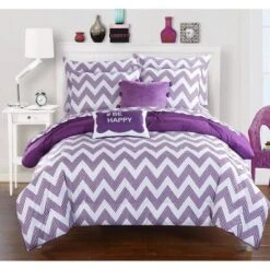 Foxville Pinch Pleated And Ruffled Chevron Print Reversible Multi Piece Comforter Set - Chic Home Design® -Comforters Store GUEST a8db0e82 9228 47f5 9834 406f0b2a6764