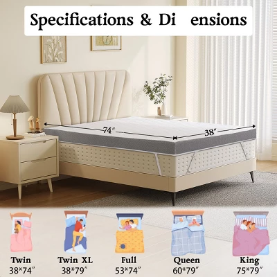 Dyonery 3 Inch Extra Firm Mattress Topper For Pain Relieving Extra Support High-Density Foam Mattress Pad With Removable Cover,No Smell,CertiPUR-US 3 Dyonery 3 Inch Extra Firm Mattress Topper For Pain Relieving Extra Support High-Density Foam Mattress Pad With Removable Cover,No Smell,CertiPUR-US