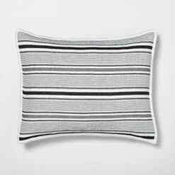 Textured Stripe Pillow Sham Dark Gray/Cream - Hearth & Hand With Magnolia -Comforters Store GUEST b0608181 3b6d 4688 8af4 76eb9e213a88