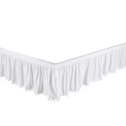 Legacy Decor Queen/King Bed Skirt Dust Ruffle With Pom-Pom Fringe 100% Brushed Microfiber With 14" Drop White Color 7 Legacy Decor Queen/King Bed Skirt Dust Ruffle With Pom-Pom Fringe 100% Brushed Microfiber With 14" Drop White Color -Comforters Store GUEST b239bcd9 e889 40d1 ae63 f5ba33d1d33a